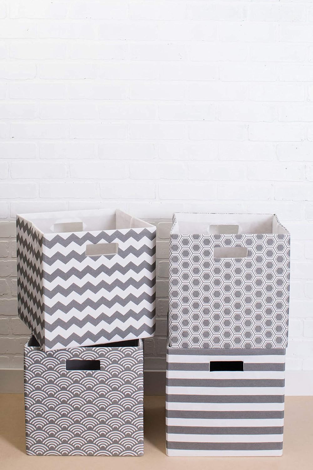 DII Collapsible Polyester Storage Cube, Chevron, Gray, Large