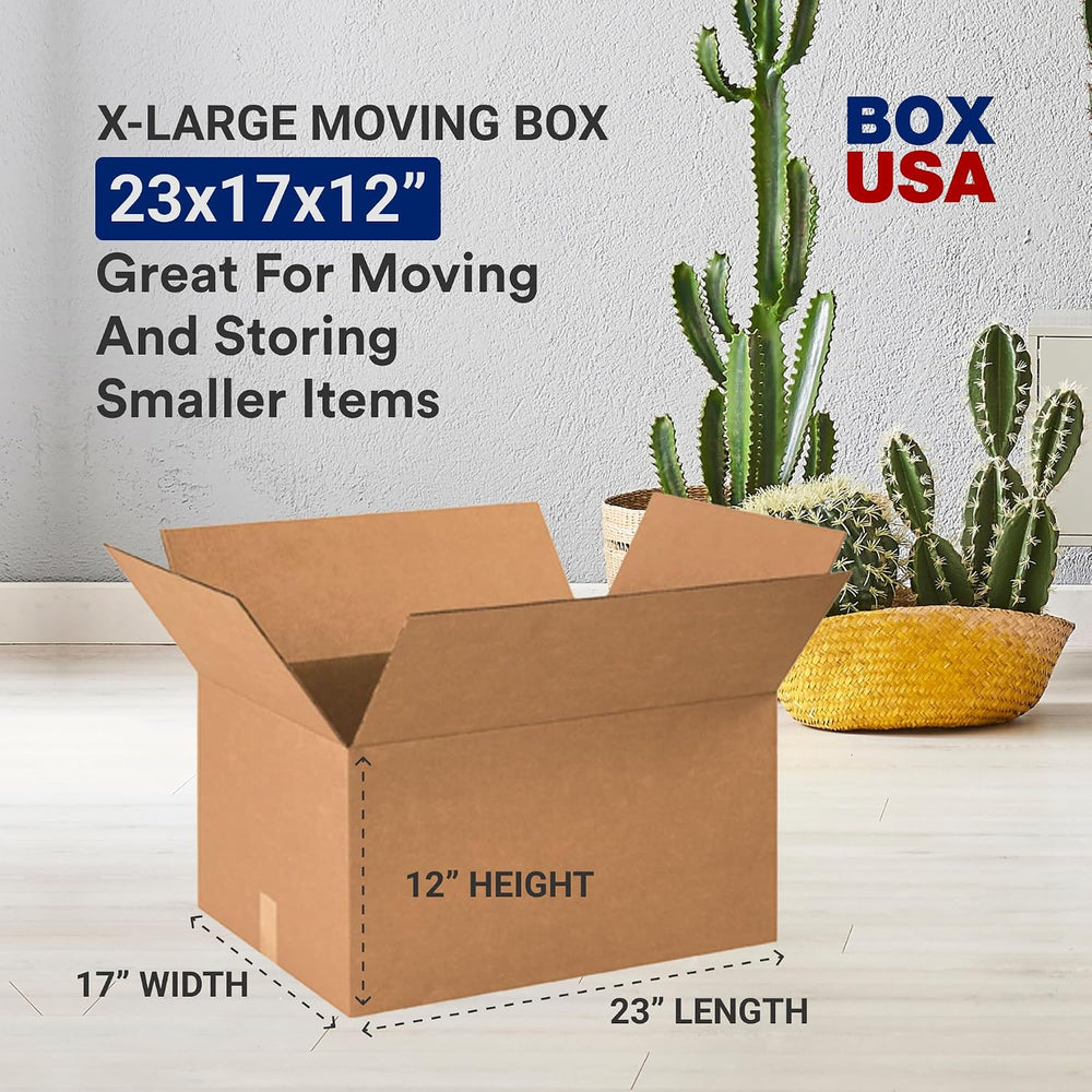 BOX USA Moving Boxes Large 23L x 17W x 12H 10-Pack - Corrugated Cardboard Box...
