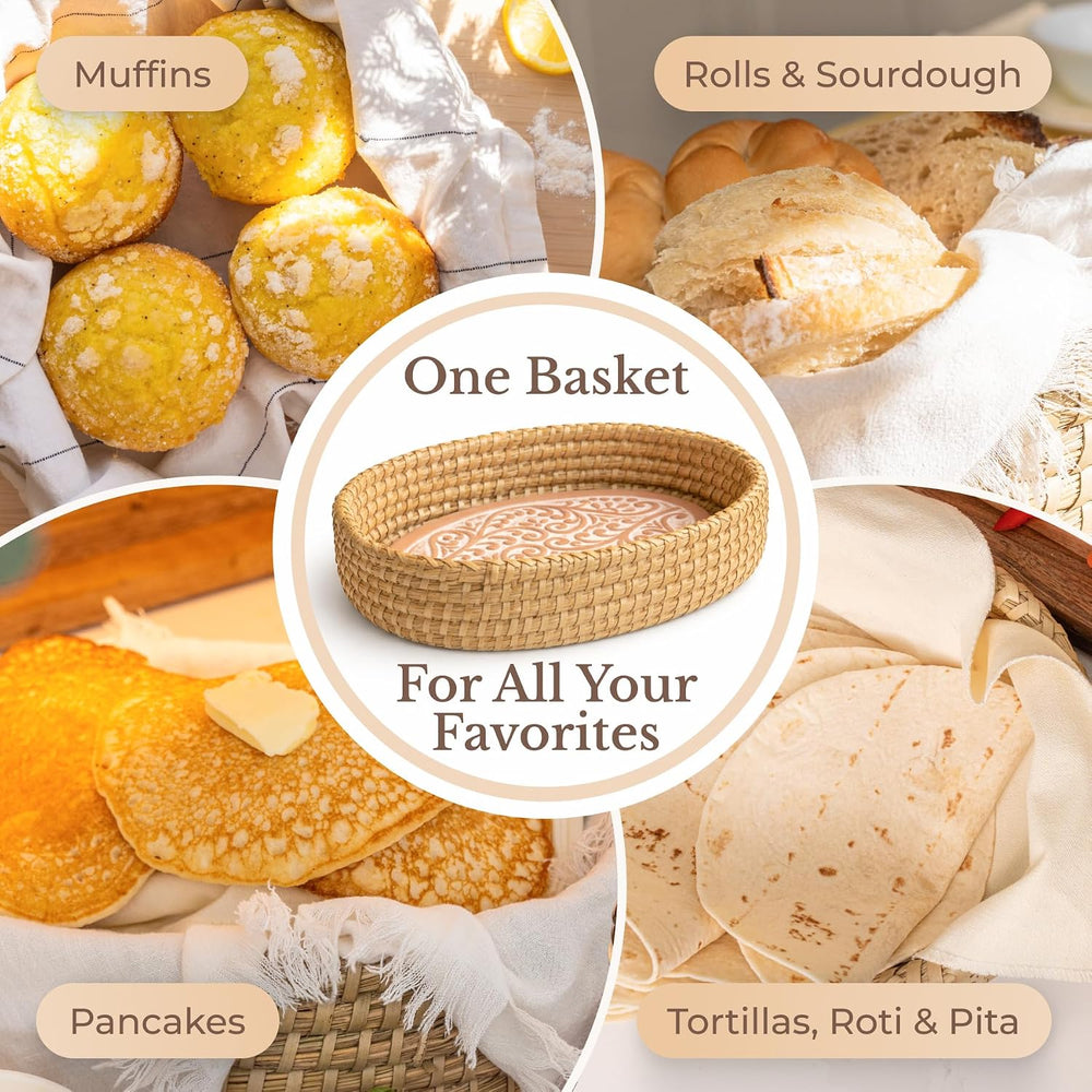 Bread Basket for Serving, Bread Warmer Stone, House Warming Gift, Sourdough