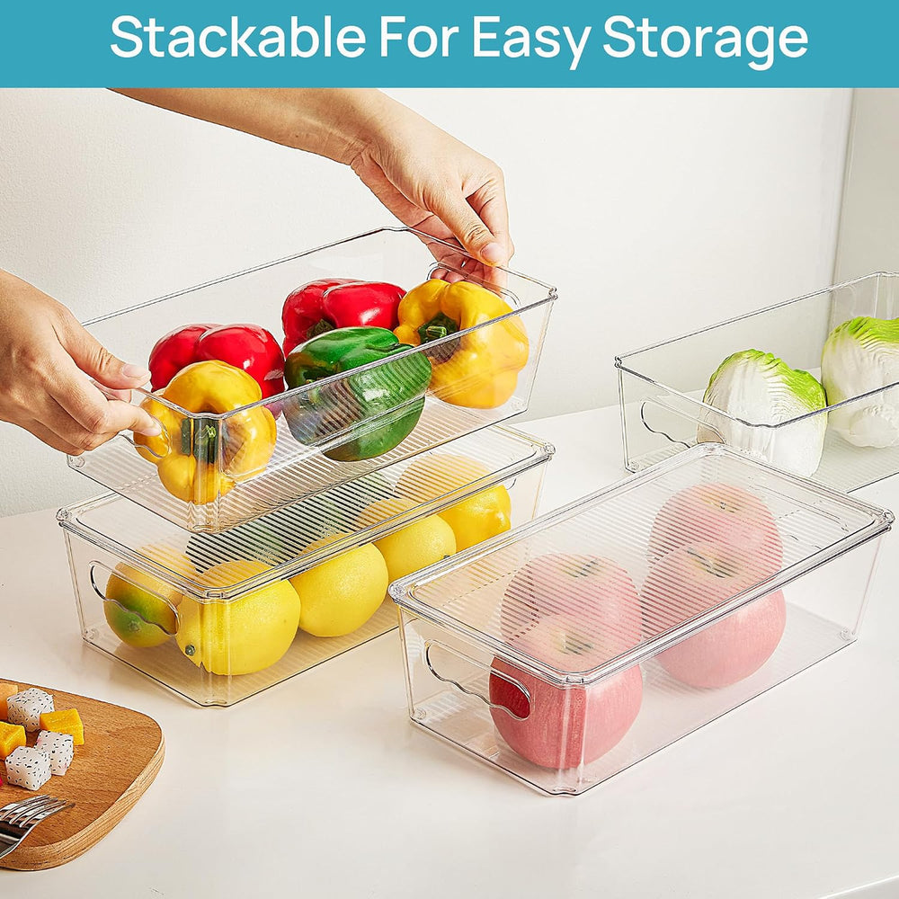 Vtopmart 12pcs Clear Stackable Storage Bins with Lids