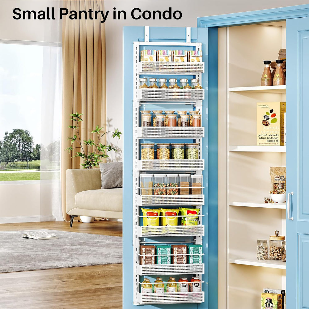 SNTD 8 Tiers Narrow Over the Door Organizer, 12.3"W x 4.7"D x 69&qu...