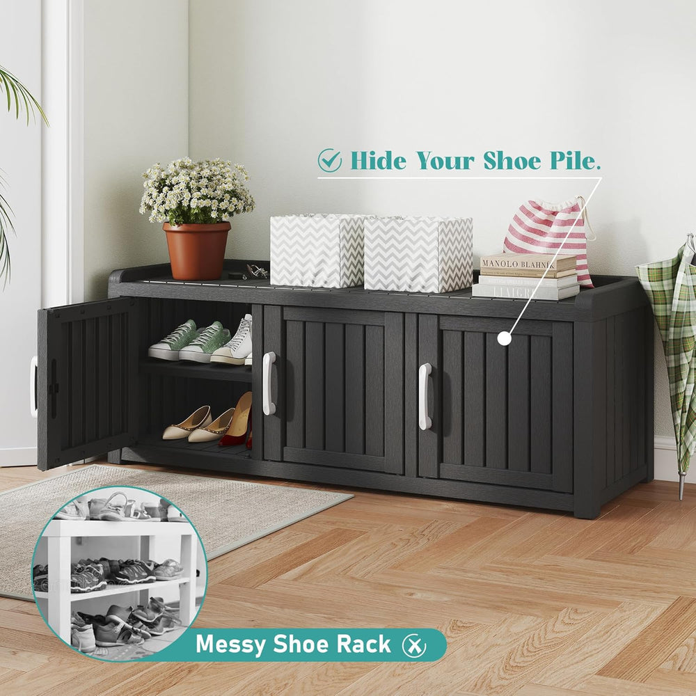 KAMABOKO Outdoor Shoe Storage Cabinet Waterproof UV-Resistant, Entryway Stora...