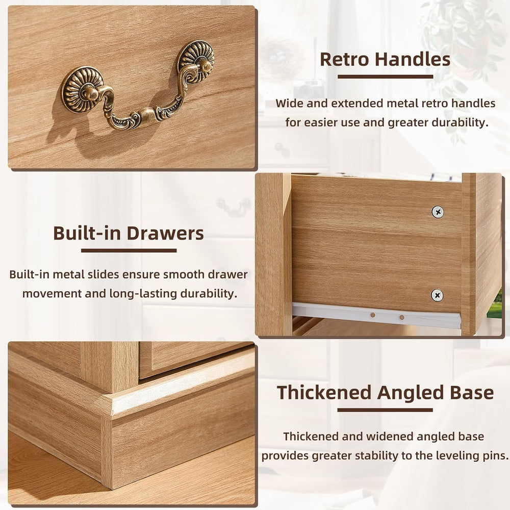 6 Drawer Dresser,Farmhouse Wood Chest of Drawers for Bedroom,47" Tall Dr...