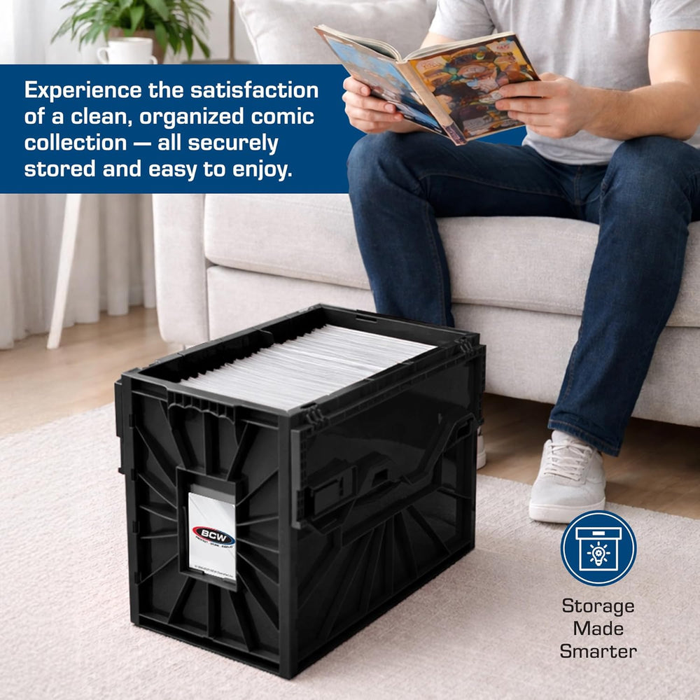 BCW Short Comic Book Bin, Holds 150 Comics Each, Black, 10 Pack