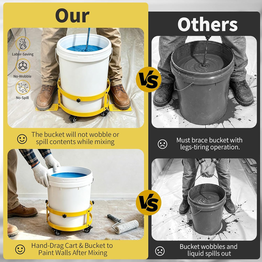 5 Gallon Bucket Dolly Bucket Holder with Foot Pedal Lock,360°Swivel Casters