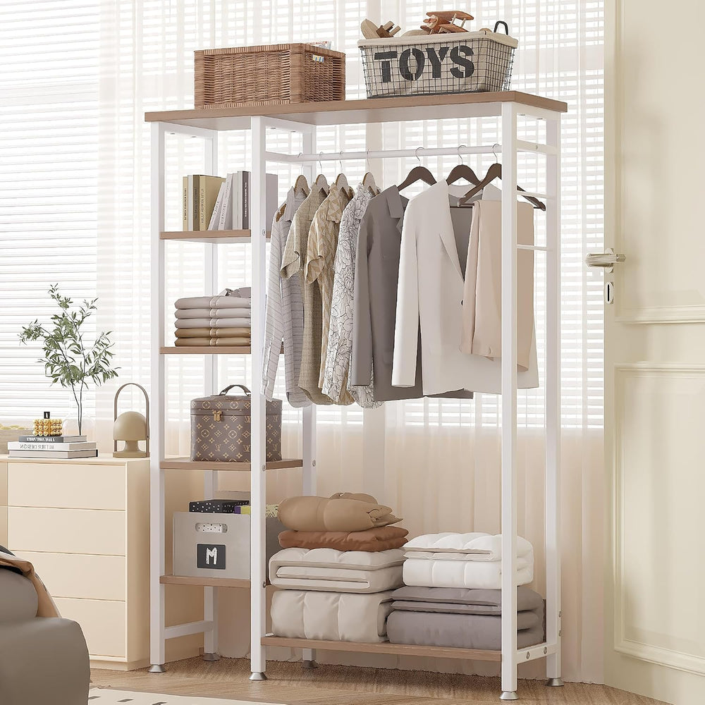 VECELO Open Garment Clothing Rack, Free-Standing Heavy Duty Storage Closet wi...