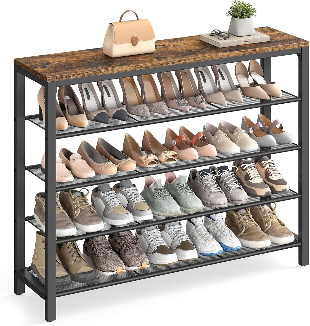 VASAGLE 5-Tier Shoe Rack, 16-20 Pairs, Metal Mesh