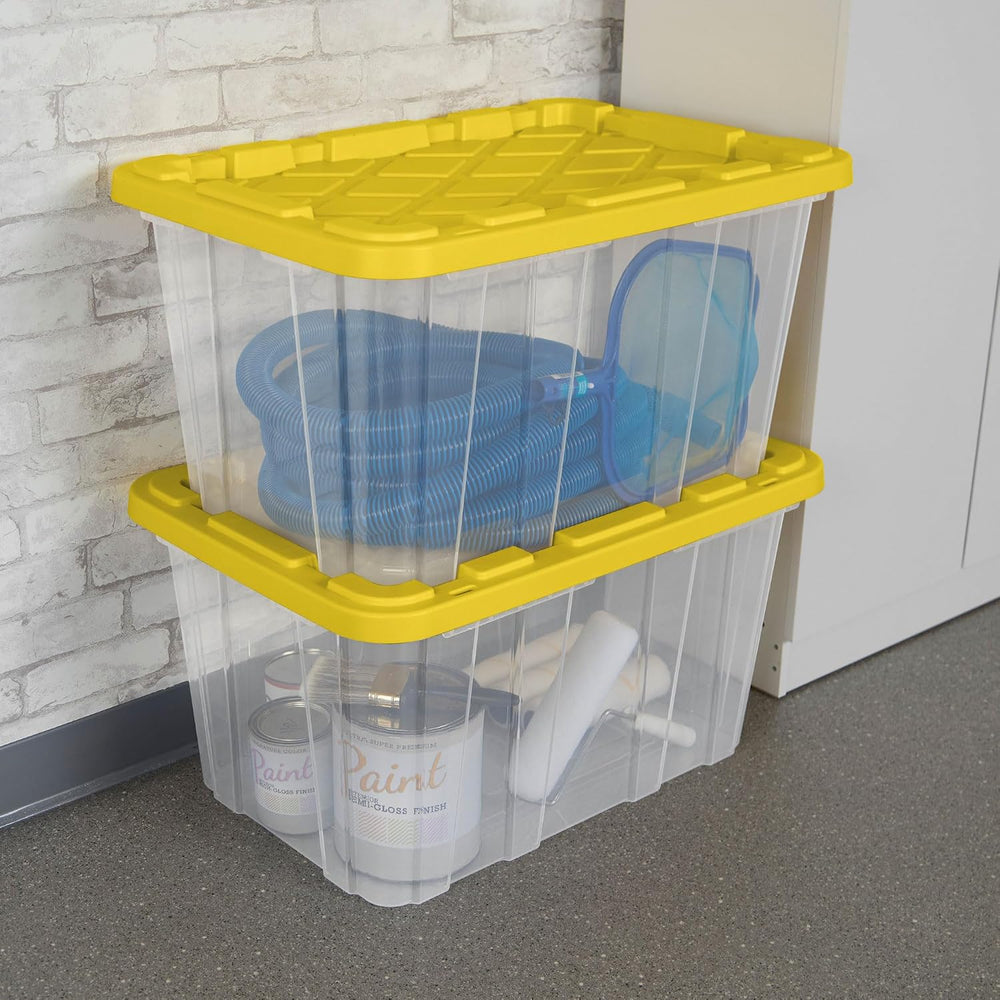 Sterilite Industrial Storage Tote with Lids for Garage, 27 Gallon, 16-Pack