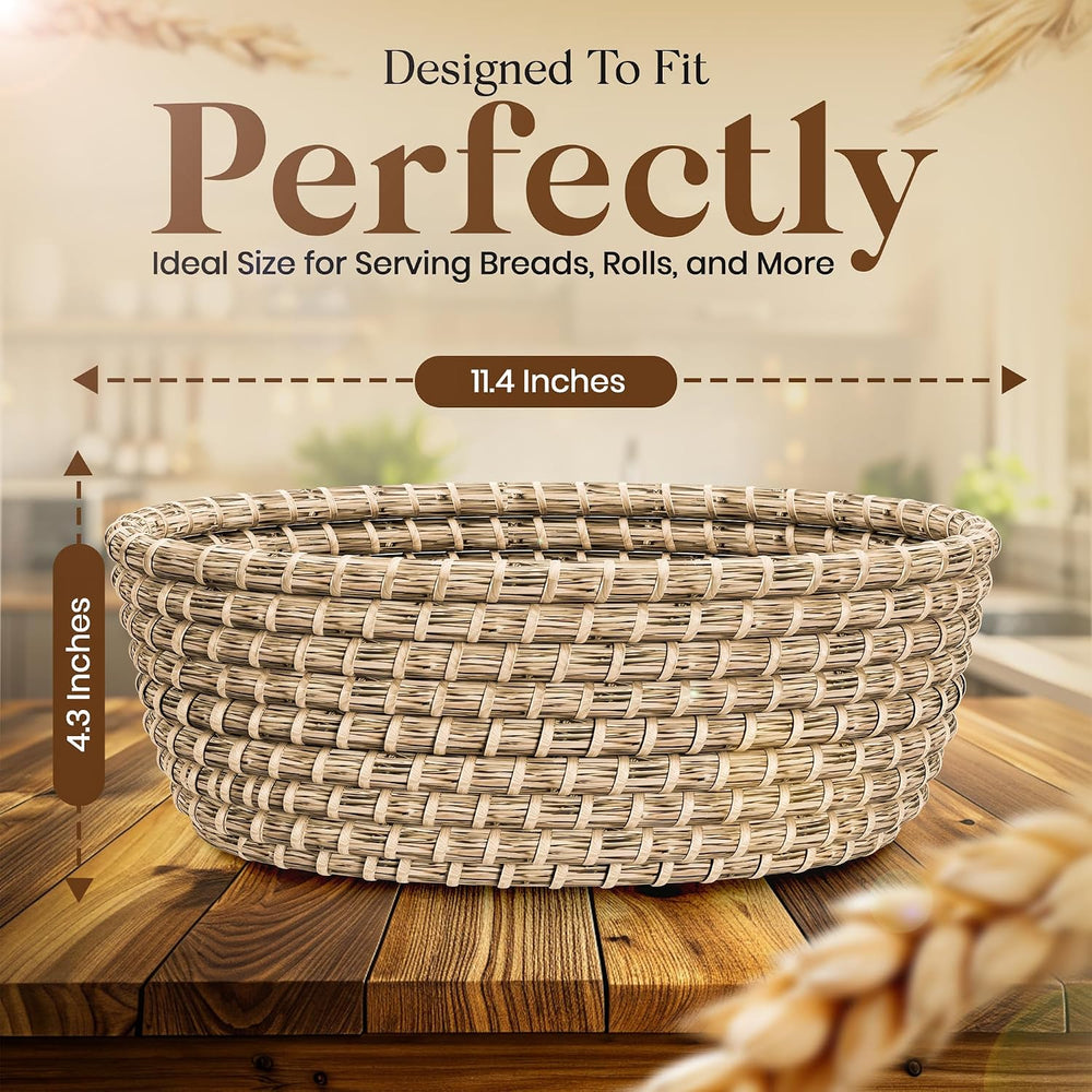 Bread Warmer Basket with Stone - Hand Woven Bread Basket With Warming Stone I...