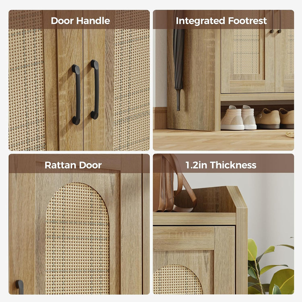 Mericonia Rattan Shoe Storage Cabinet, Farmhouse Shoe Cabinets Storage for En...