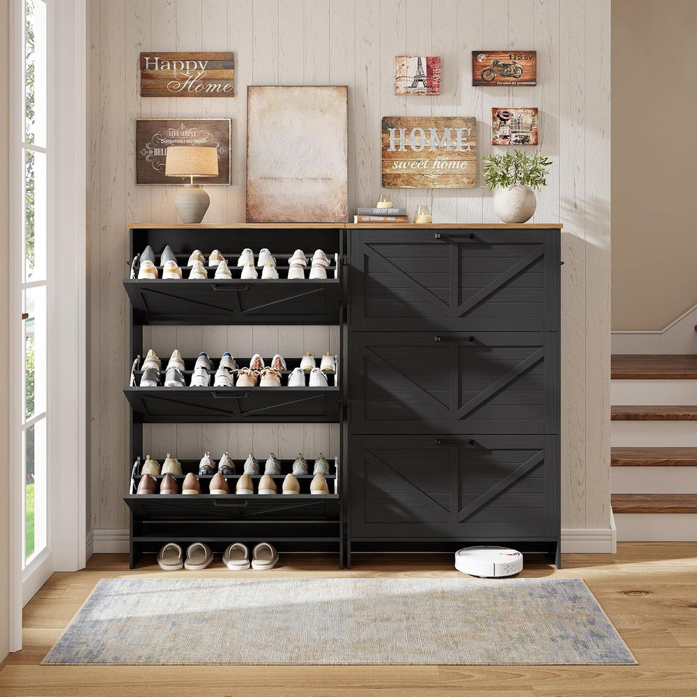 Nicetree Shoe Storage Cabinet for Entryway, 9.1" Ultra Slim 3-Drawer Fli...