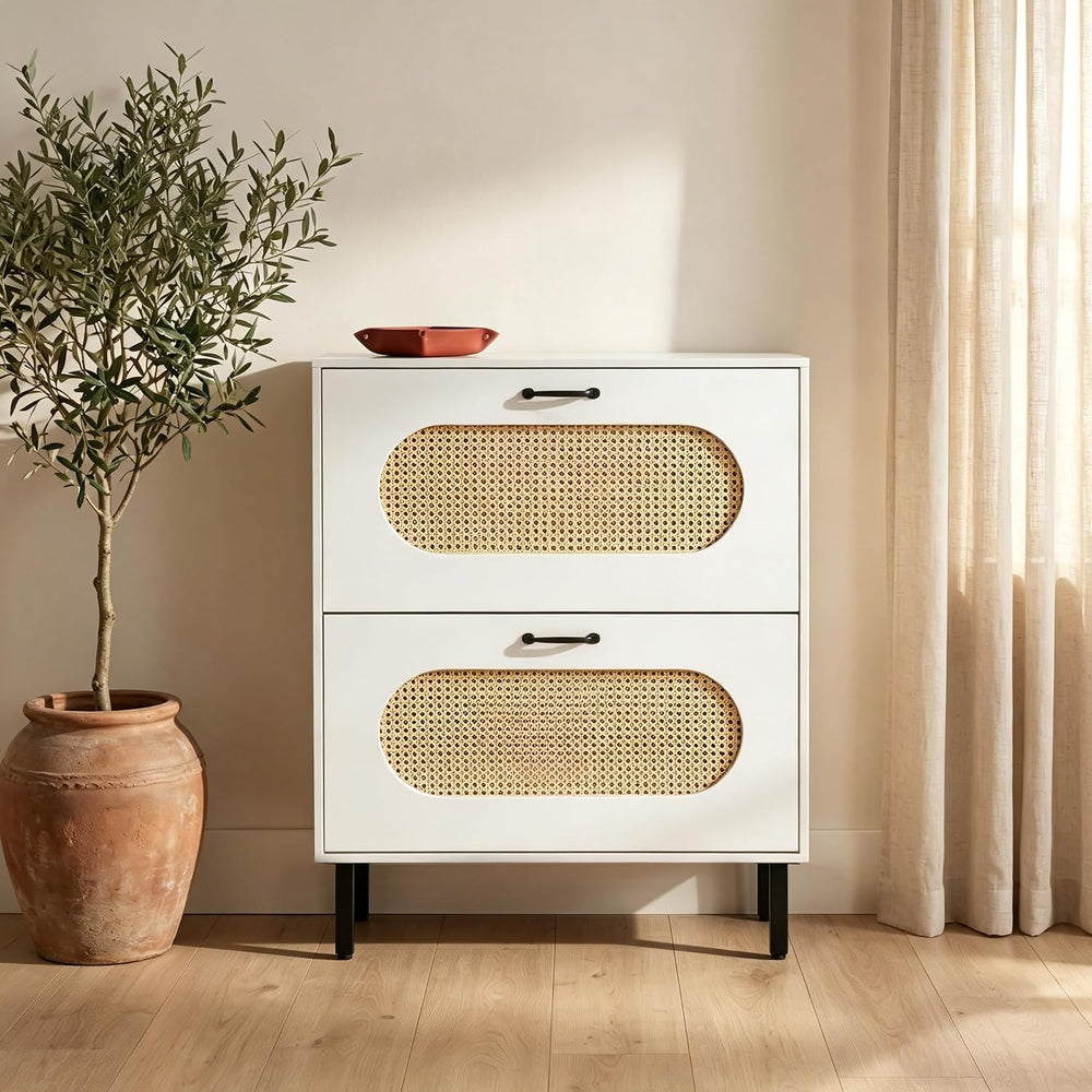 SUNCROWN 2 Flip Drawers Shoe Storage Cabinet, Freestanding Narrow Entryway Or...