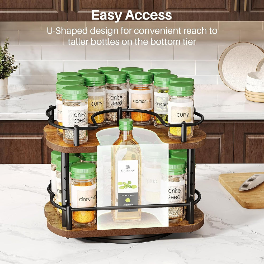 SNTD Spice Organization for Cabinet, Lazy Susan Spice Rack, 10 in, Black