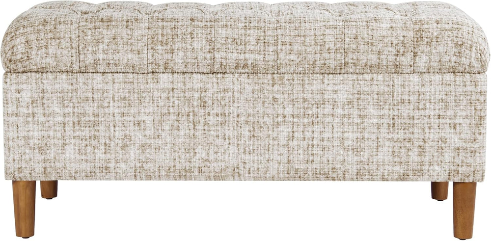 HomePop 40" Ainsley Button Tufted Storage Bench - Cream Textural Woven