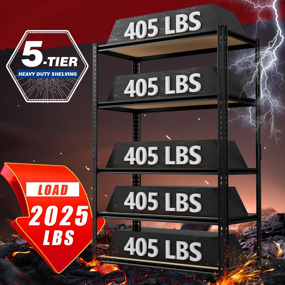 2025LBS Heavy Duty Garage Shelving 5-Tier Garage Storage Shelves