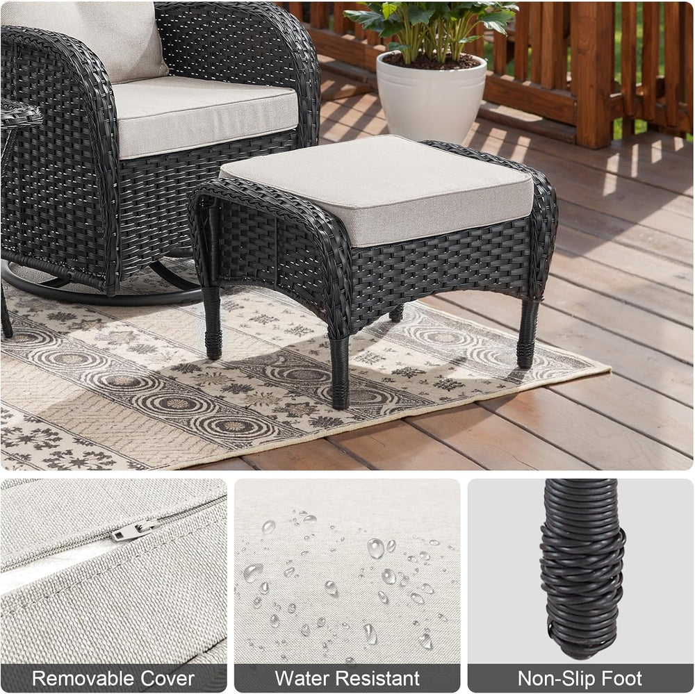 Belord Outdoor Ottomans for Patio Foot Rest - 25 Inch PE Wicker Foot Stool Se...