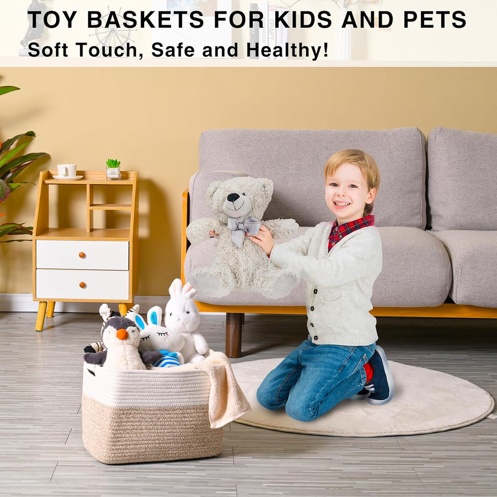 Storage Baskets for Organizing 14.8×11×9.5 Off White & Brown