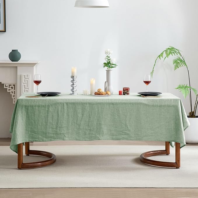 EVERLY 100% Pure Linen Rectangle Tablecloths 60x108Inches for Dining,Buffet P...