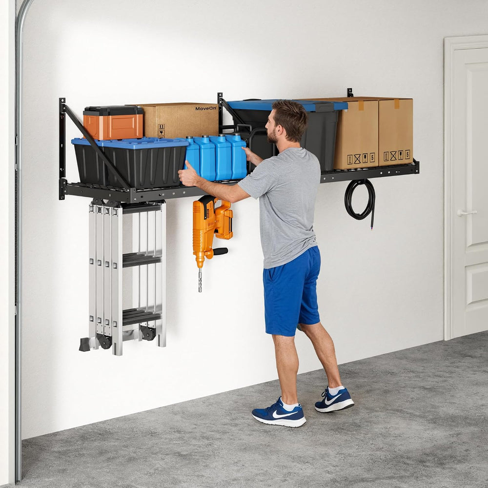 FLEXIMOUNTS 2-Pack 2x4 ft Wall Shelving Garage Storage Rack, Black