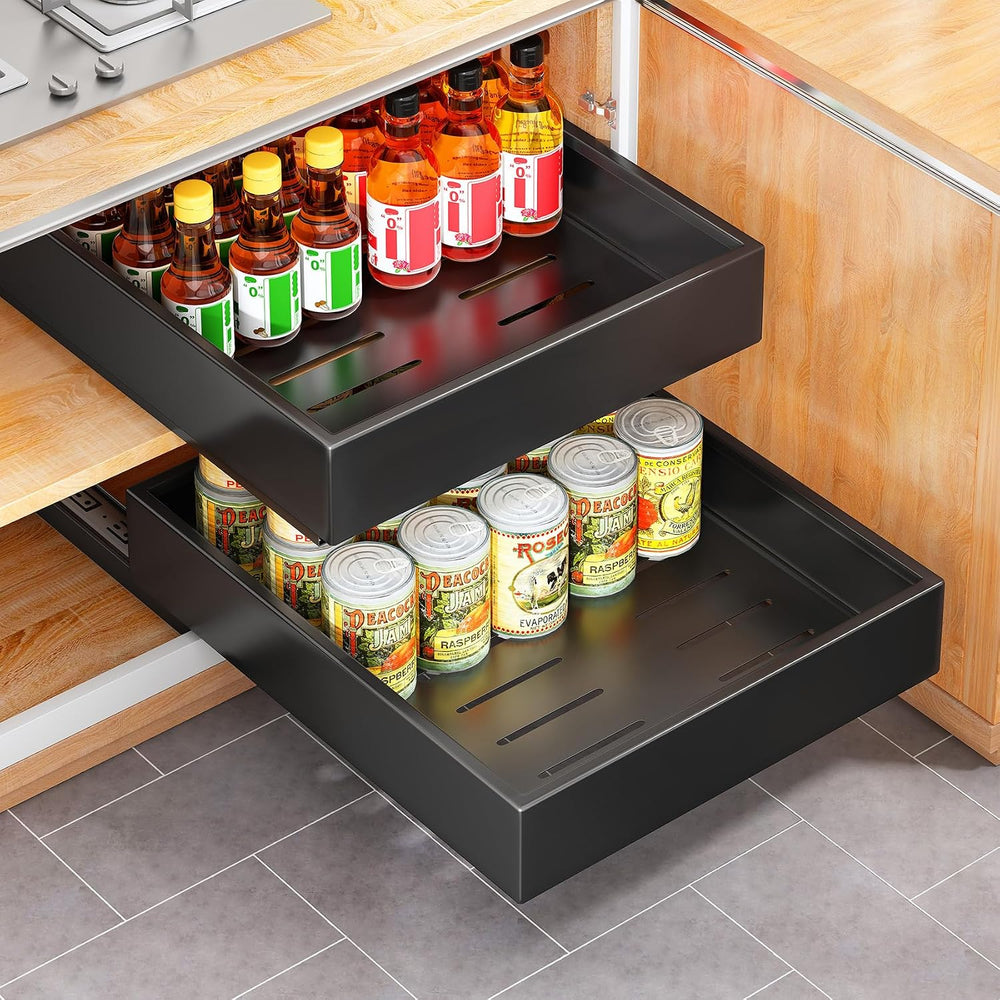 Kitstorack 2Pack Pull out Cabinet Organizer, 21" Deep, Heavy Duty Full-e...