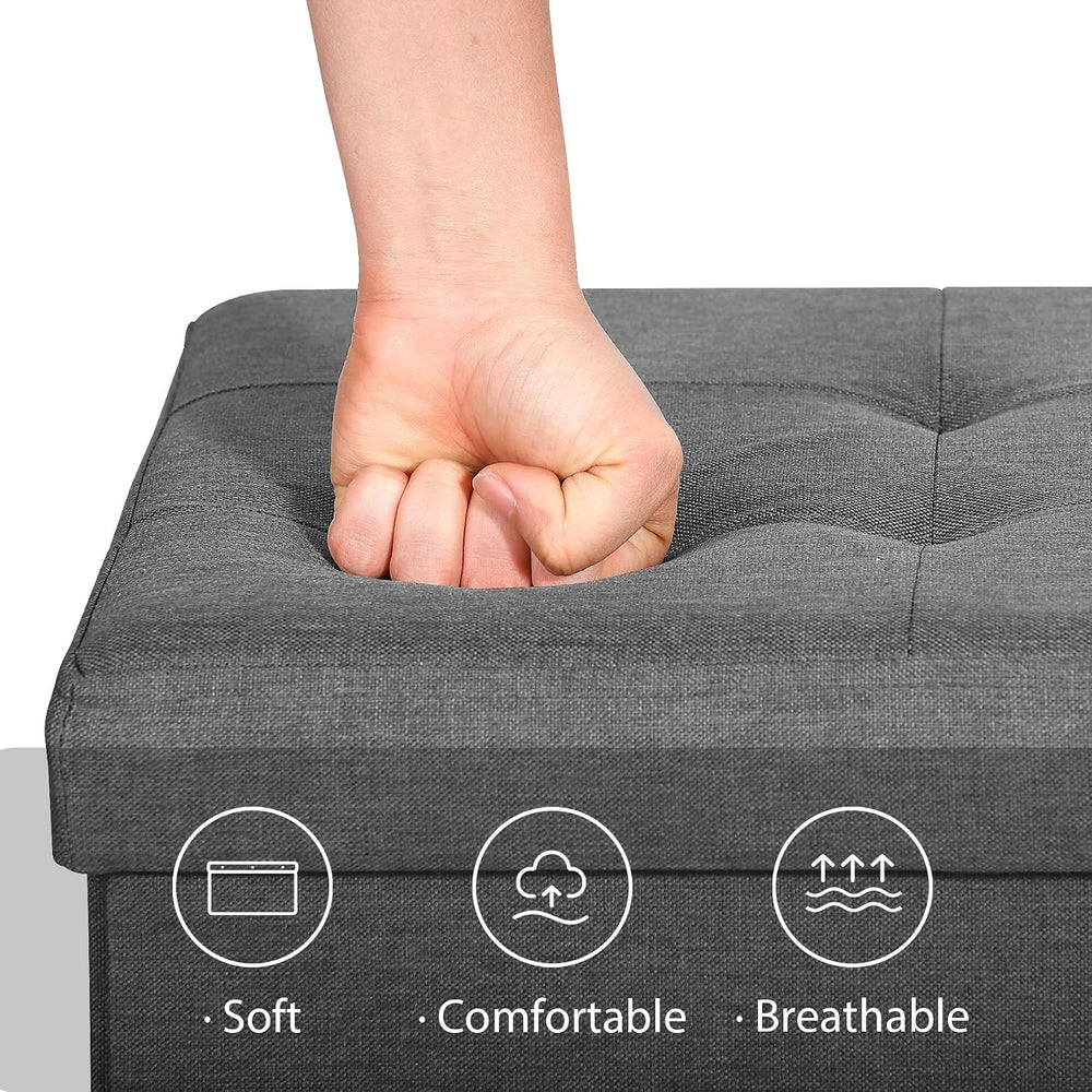 SUPER DEAL 43 Inches Folding Storage Ottoman Bench, Foot Rest with Divider Fo...
