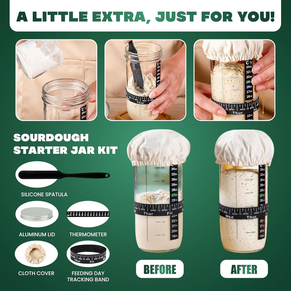 Sourdough Starter Kit - Banneton Bread Proofing Basket Set with Liners, Sourd...