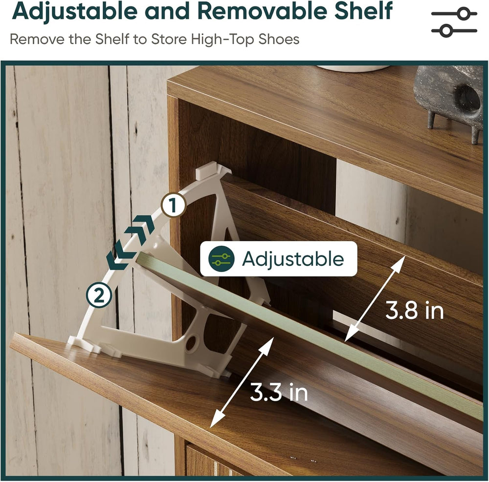 Shoe Cabinet Storage for Entryway with 2 Flip Drawers, Narrow Shoe Cabinet fo...