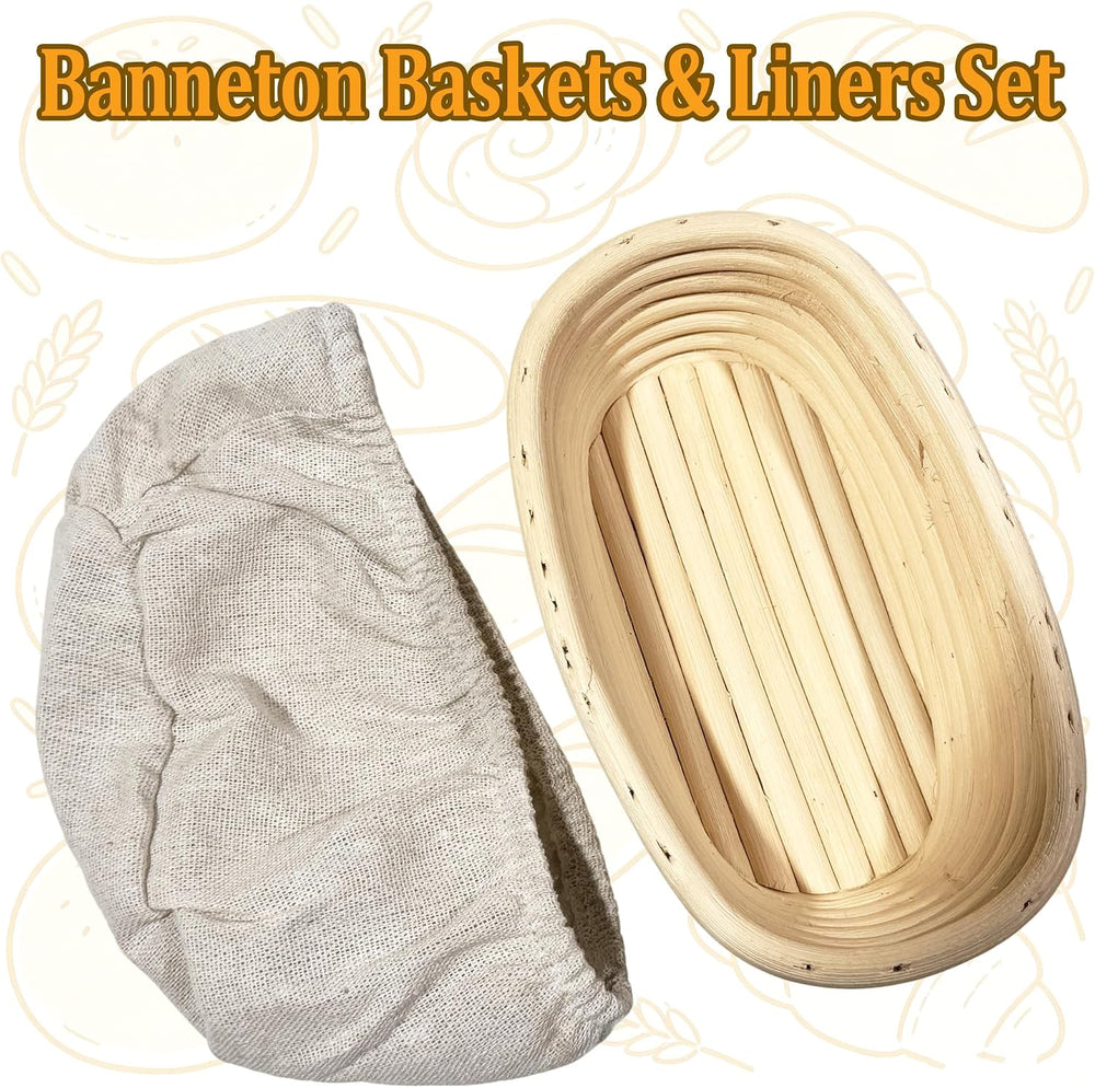 6 Pack 6.5 Inch Oval Bread Proofing Basket,Banneton Basket Bread Baking Bowl ...