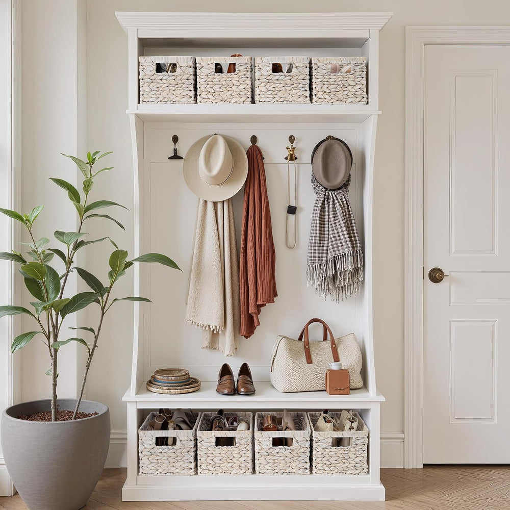StorageWorks Wicker Storage Baskets for Shelves,White Wicker Baskets,2-Pack