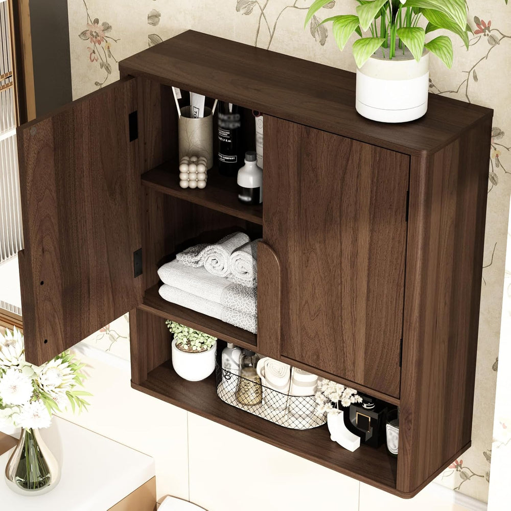 RUSTOWN Wall Mounted Bathroom Cabinets with Rounded Edges & Curved Handles