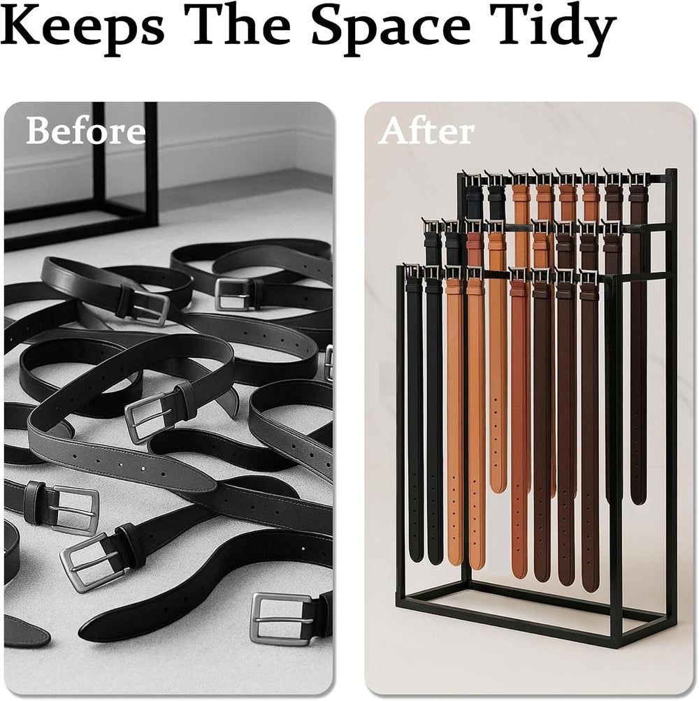Belt Display Rack, Metal Belt Hanger, Tie Scarf Holder Storage Organizer