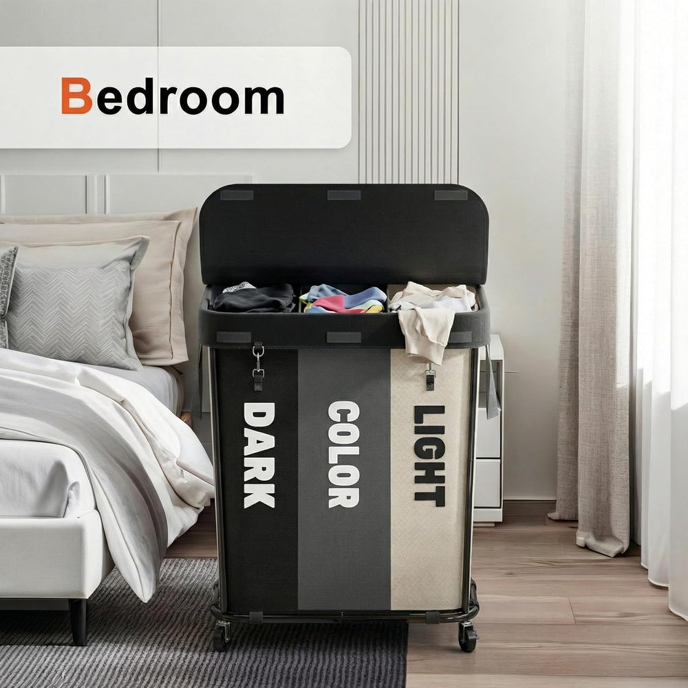 Laundry Sorter with Wheels 240L Rolling Laundry Cart,3 Compartment Designed R...
