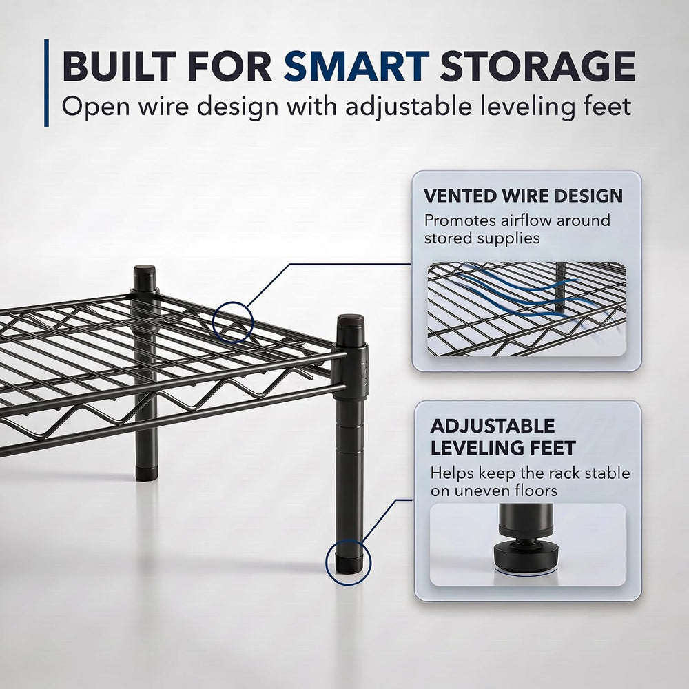 30" x 72" x 8" Black Epoxy Wire Storage Shelf, Dunnage Rack, C...
