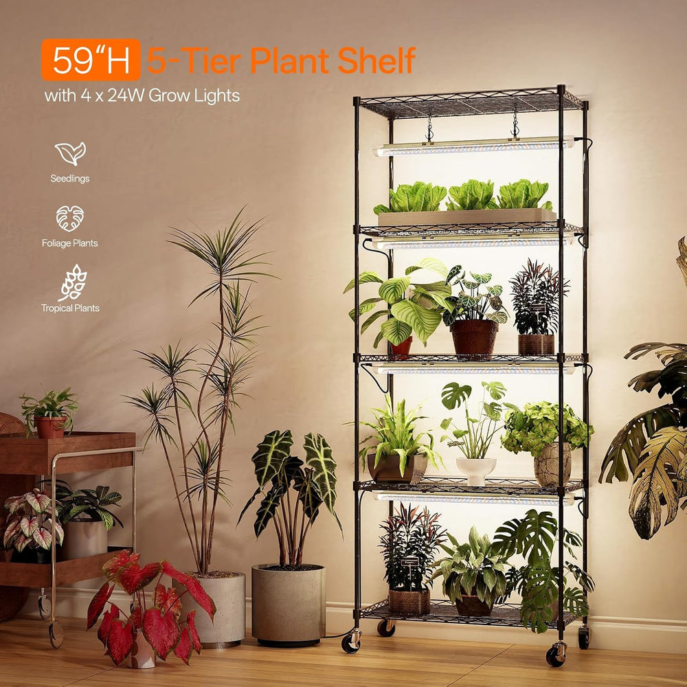 Plant Stand with Grow Light, 5-Tier Plant Shelf 23.5x13.8x59in