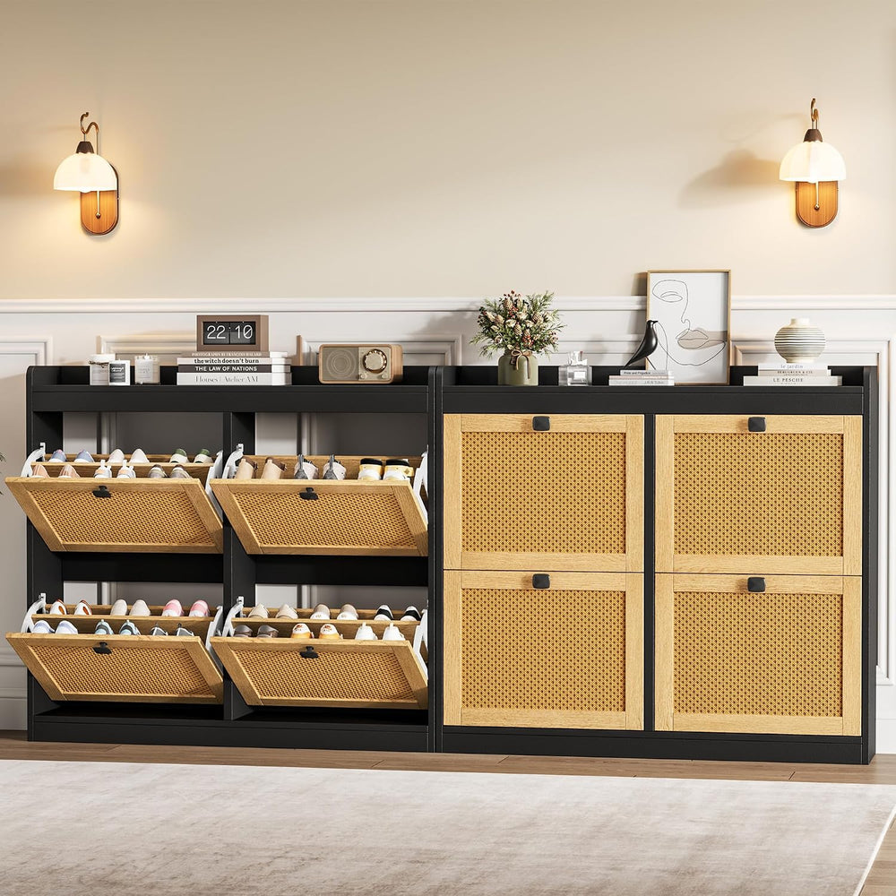 Garvee Shoe Storage Cabinet with 4 Deep Flip Drawers, Wood Shoe Cabinet with ...