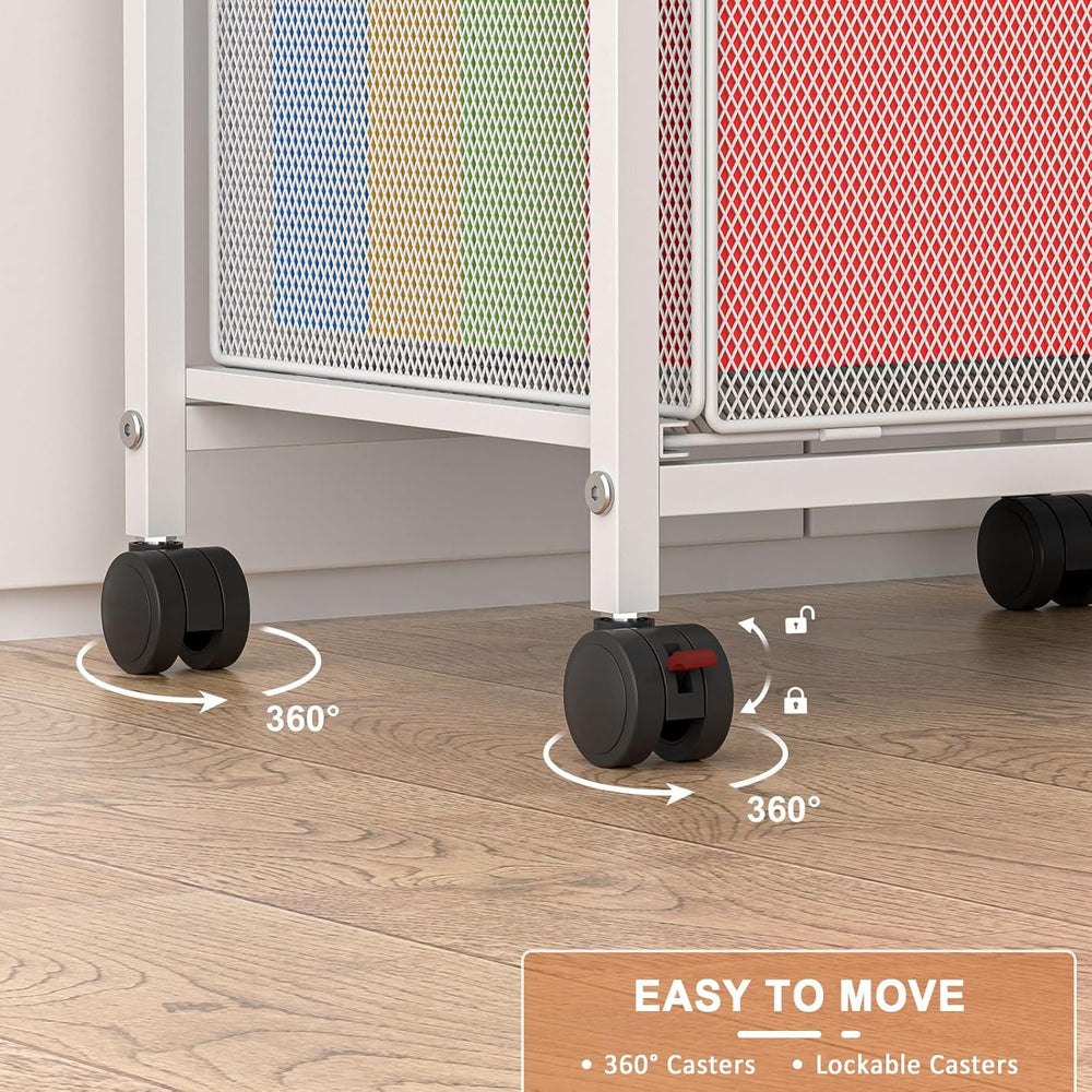 Rolling File Cabinet with Adjustable Dividers, Mobile Filing Cabinet with 2 S...