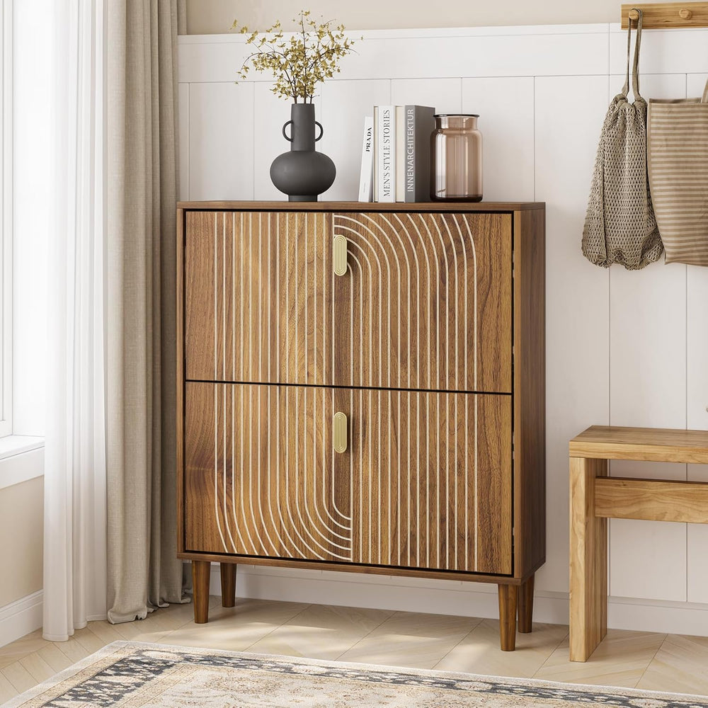 Shoe Cabinet Storage for Entryway with 2 Flip Drawers, Narrow Shoe Cabinet fo...
