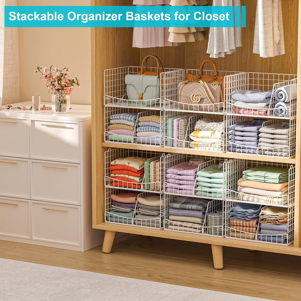 Hongtamoya 4-Tier Closet Organizers and Storage Basket with Divider, Foldable...