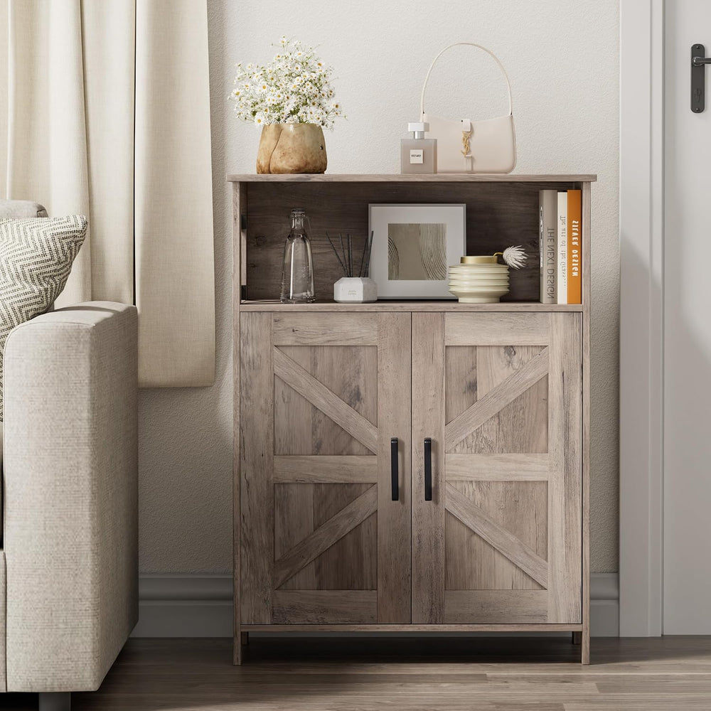 Homhedy Farmhouse Bathroom Storage Cabinet with Doors, Small Floor Cabinet