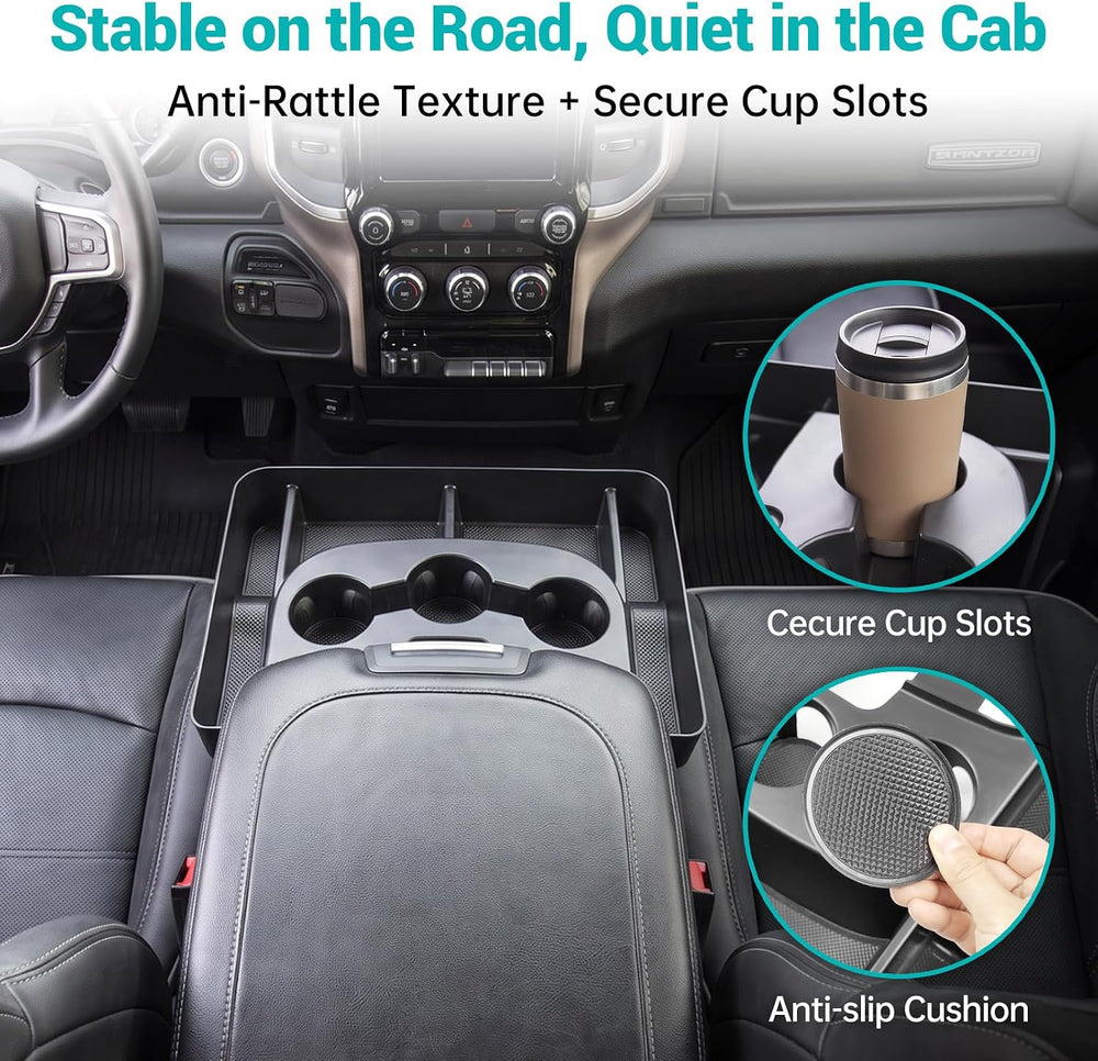 3-in-1 Center Console Organizer for 2013-2018 Dodge RAM 1500 Jump Seat