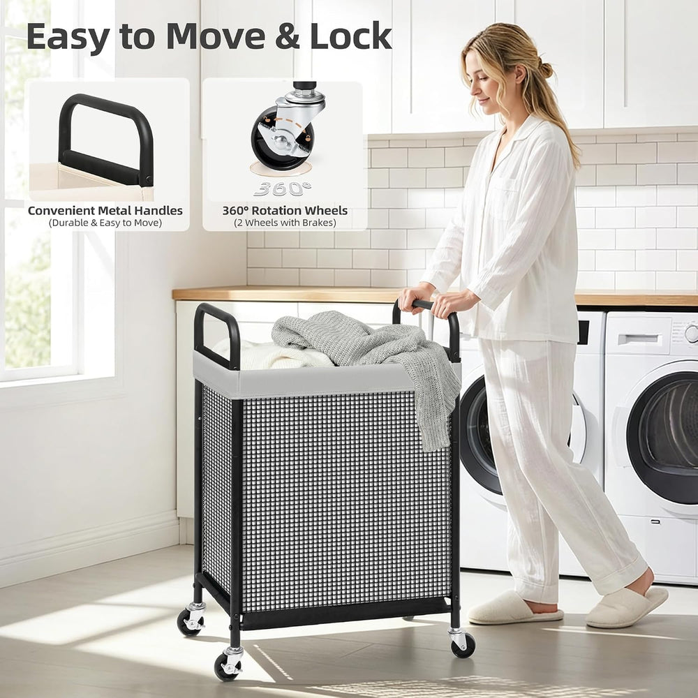 STORAGE MANIAC Rolling Laundry Hamper with Wheels 1-Section Laundry Sorter Ro...