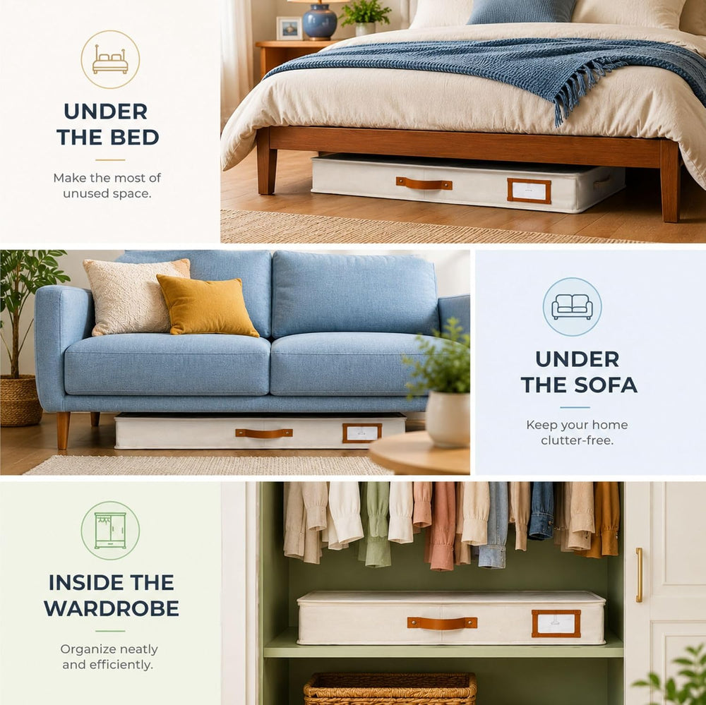 HOMELUX THEORY Under Bed Storage, Medium 2pc with Lid, Ivory