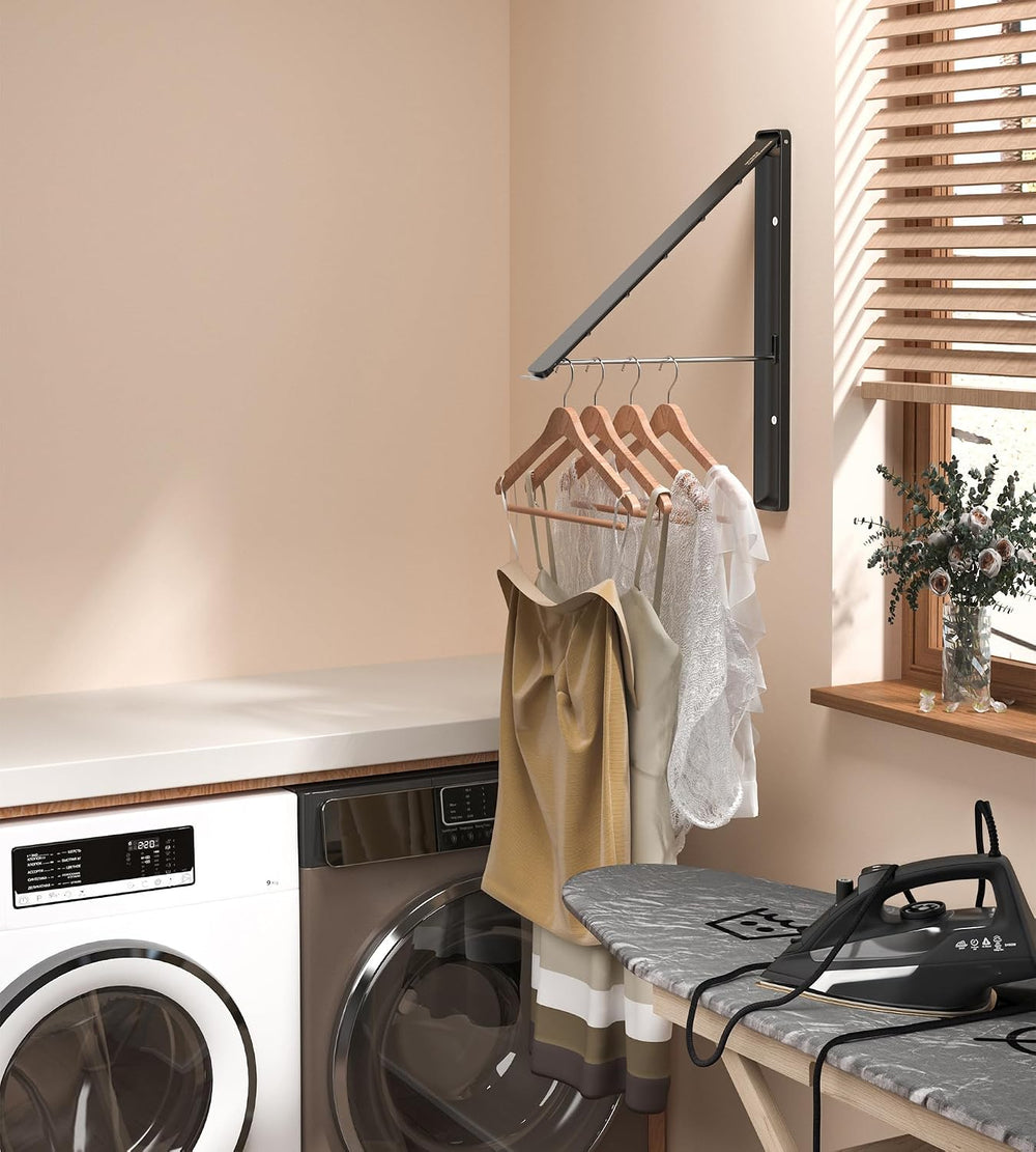 Dr.DJ Clothes Drying Rack with Rod, Wall-Mounted Retractable & Foldable C...