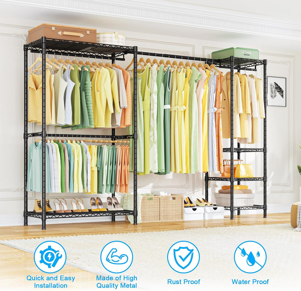 Ulif E10 Clothes Rack(With Stretchable Hanger Rod)Freestanding Clothing Racks...