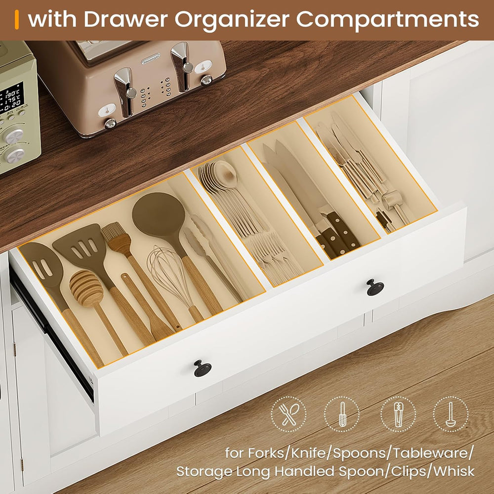 Brinlawb Buffet Cabinet with Storage & Charging Station, 53" Farmhou...