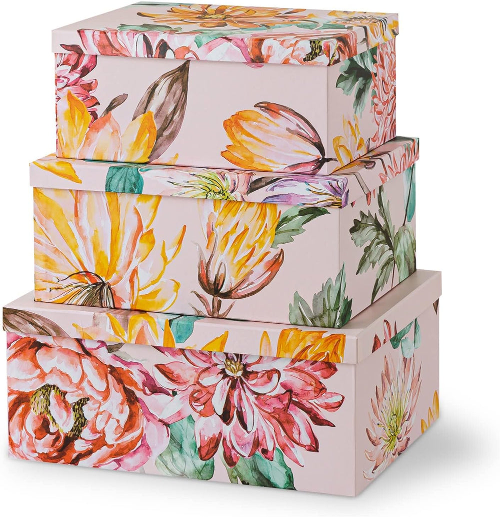 Soul & Lane - Beauty in Bloom Decorative Storage Boxes with Lids, Set of 3