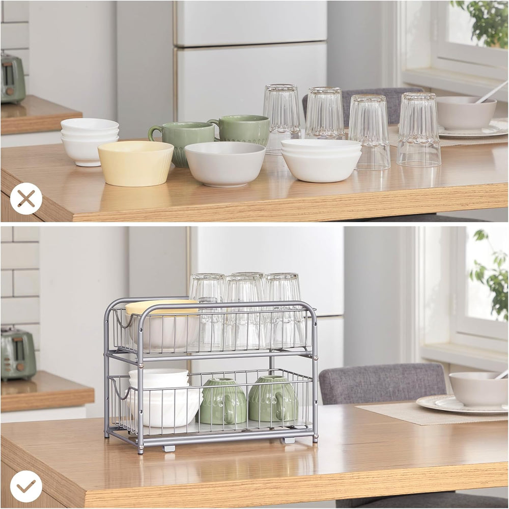 SONGMICS 2-Tier Under Sink Pull Out Organizer, Kitchen Bathroom Spice Rack
