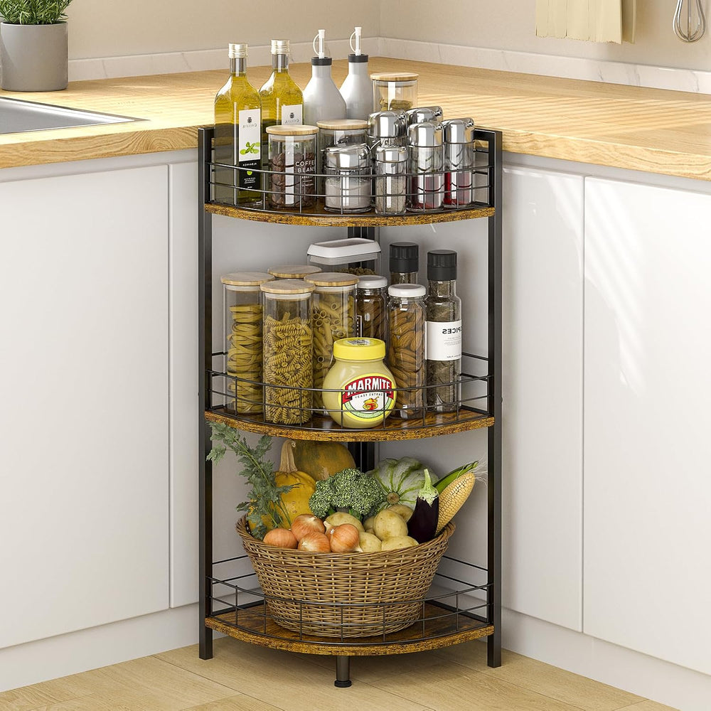 DAOUTIME Bathroom Standing Shelf, 3 Tier Corner Stand, Free-Standing Shelf Un...