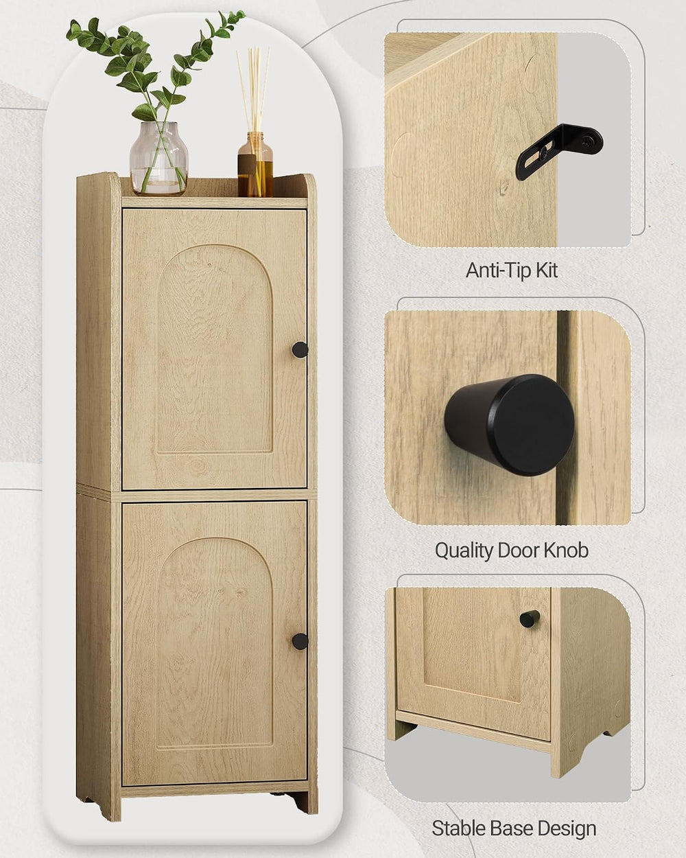 Hzuaneri Bathroom Storage Cabinet, Small Corner Floor Cabinet with 2 Doors
