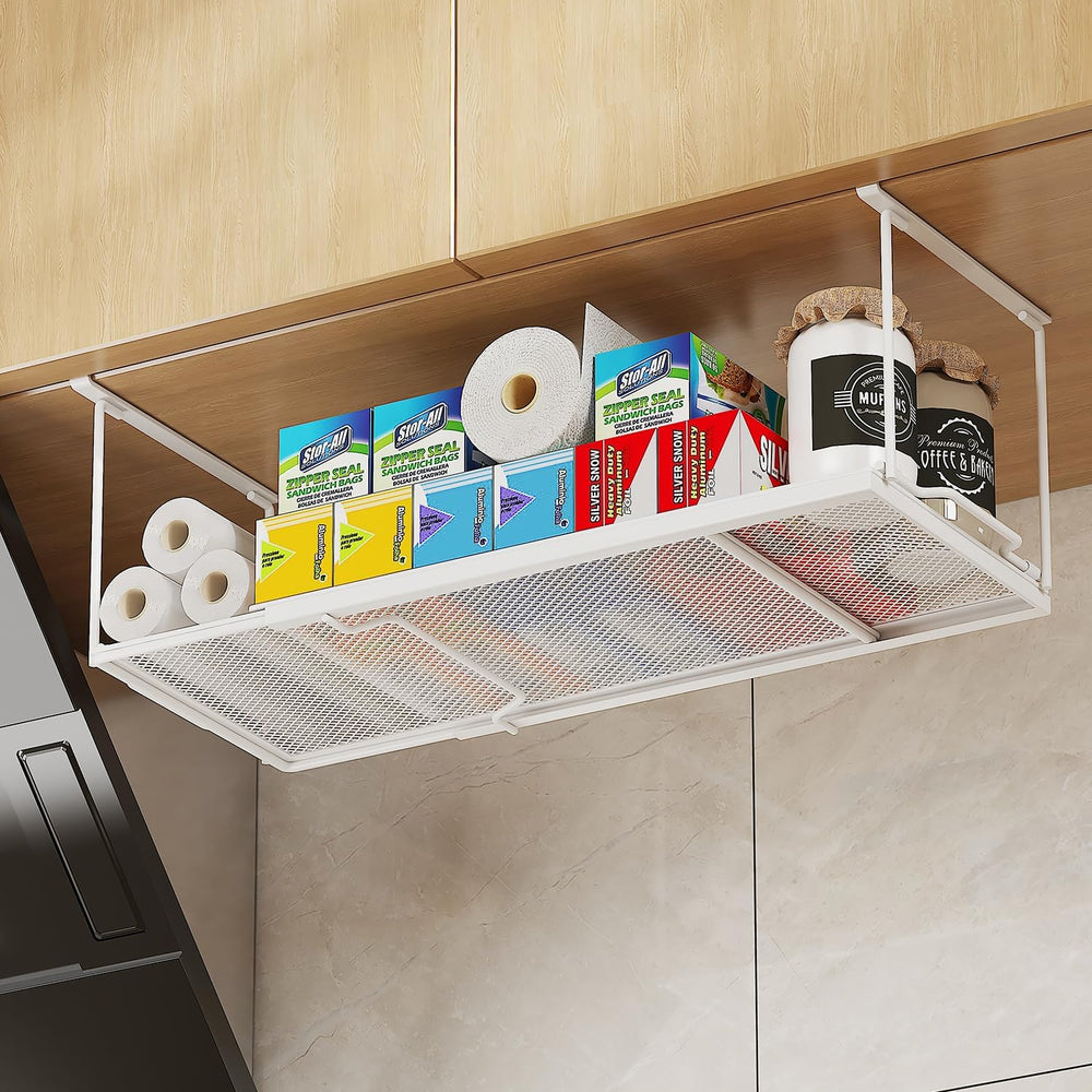 2 Pack Expandable Under Cabinet Shelf, Under Shelf Storage with 0.94 Inches T...